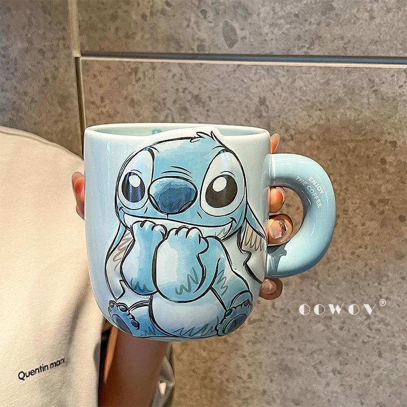 

Керамическая кружка Kawaii Stitch, милая бытовая чашка для воды, аниме, периферийная кофейная чашка, праздничные подарки на день рождения для мальчиков и девочек