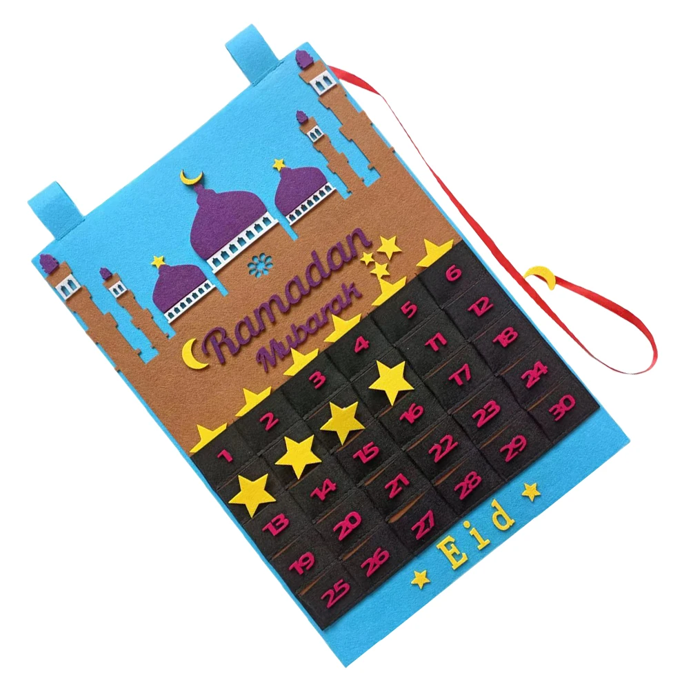 

Ramadan Countdown Calendar Felt Material Hanging Ramadan Festival Wall Decoration Practical Wall Hanging Ornament
