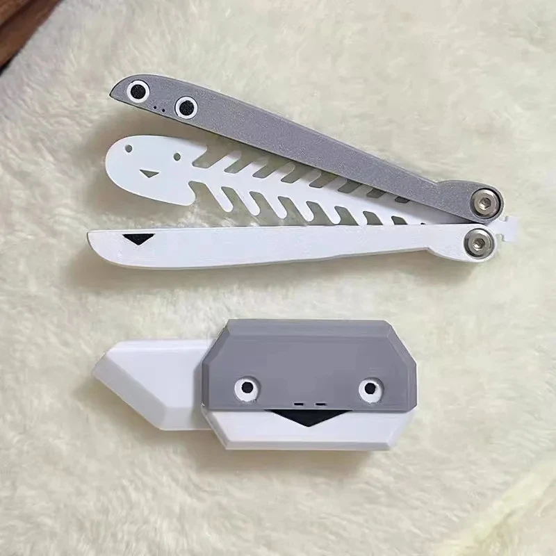 Nóż grawitacyjny z nadrukiem 3D Cub Jumping Mały żółw Nóż Mini Model Wisiorek Push Card Zabawka dekompresyjna Mini nóż motylkowy