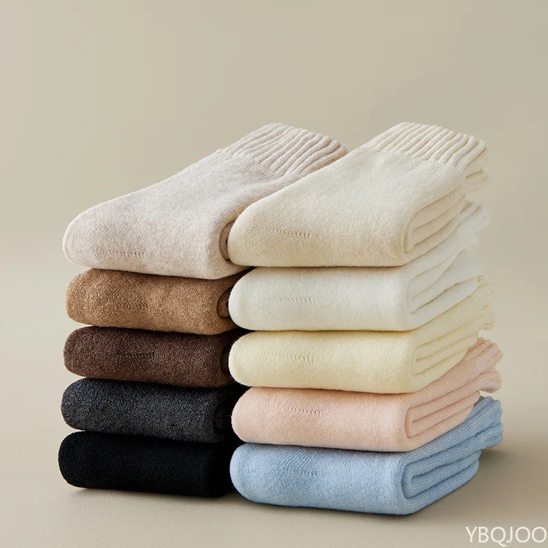 10 Pairs solid Color Hairy Soft Mid Tube Stockings Floor Sleep Socks Women Winter Warm Thicken Snow socks