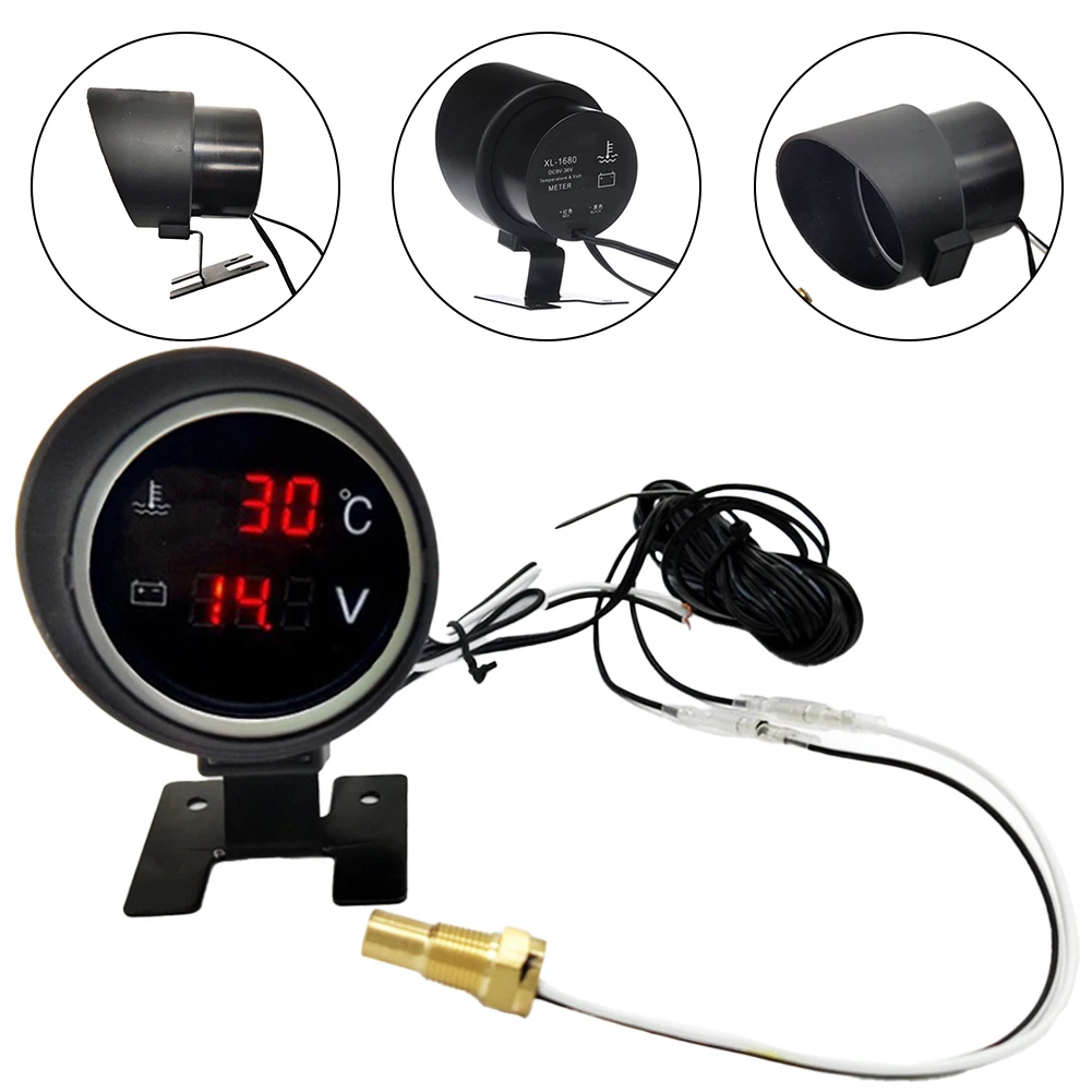 Efficient Engine Performance Monitoring Auto Meter for Water Temperature & Voltage Levels Includes an 18 Inch NPT Sensor