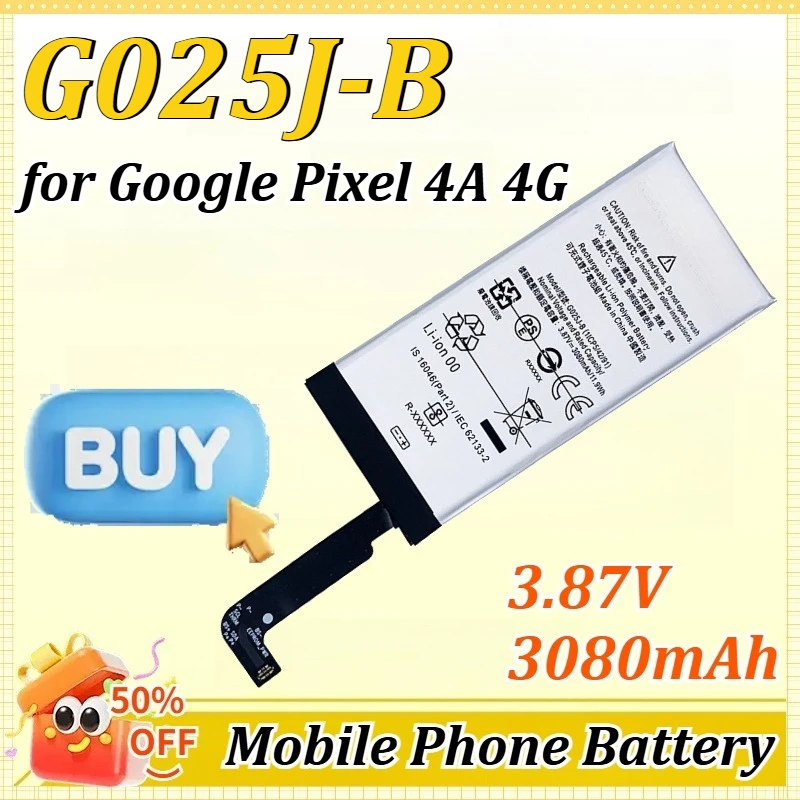 

G025J-B 3.87V 3080mAh for HTC for Google Pixel 4A 4G New Replacement Mobile Phone Backup Battery Batteria