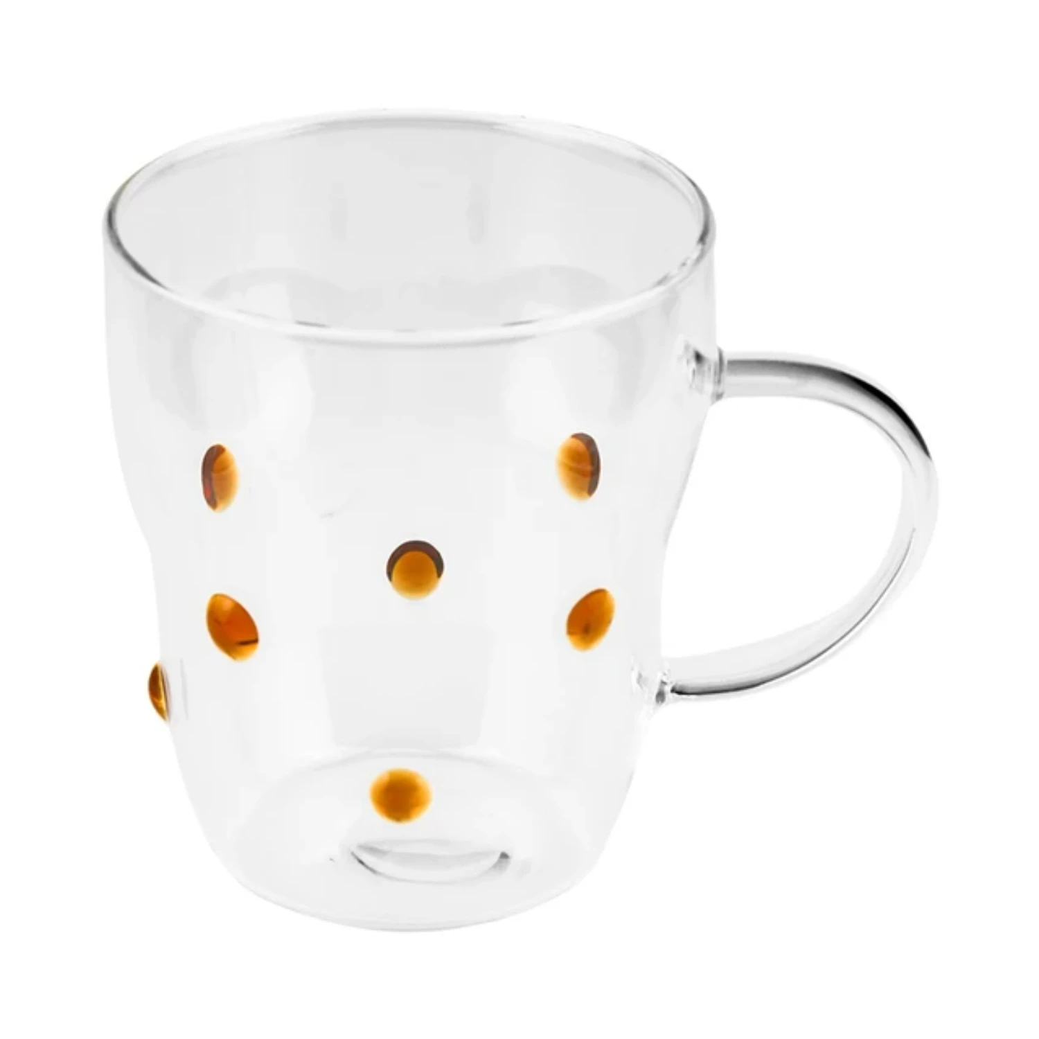 

280ml Cool Summer Heat Resistant Glass Milk Coffee Juice Cup Cute Polka Dot Water Cup With Handle Modern Mug Drinking Glasses