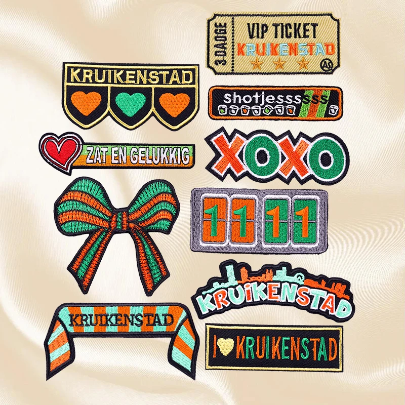 10PCS Set Kruikenstad Emblem Embroidery Patches On Clothes Full Embroidered Carnival For Netherland Iron On Patches For Clothing