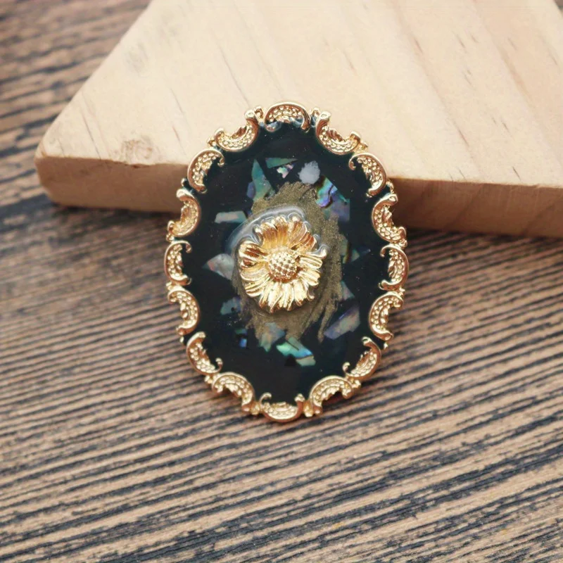 Women\'s Novelty Van Gogh Oil Painting Corsage Shell Sunflower Retro Atmosphere Suit Banquet Party Jacket Brooch