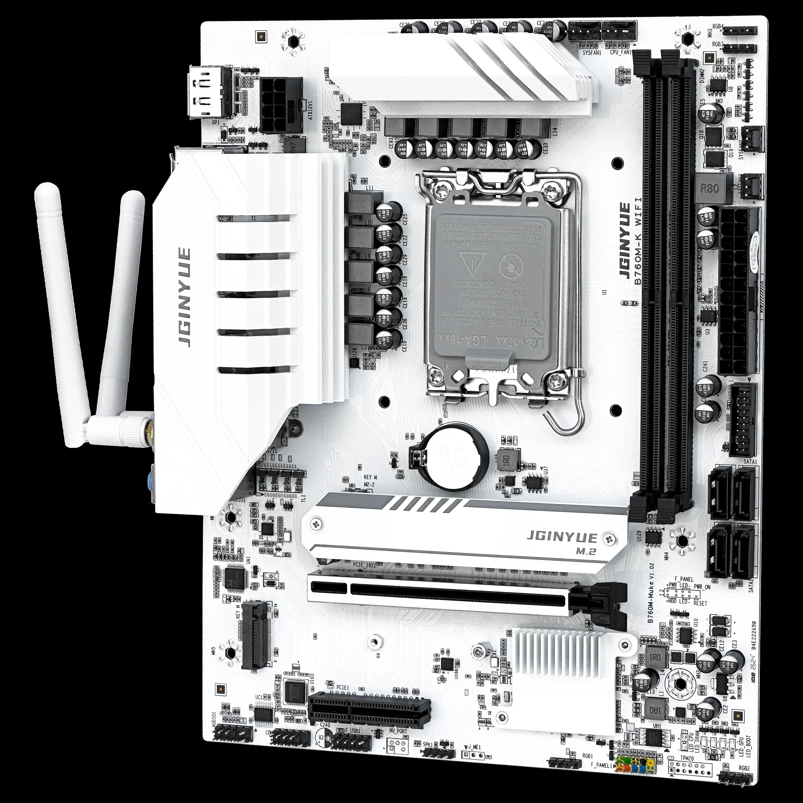 JGINYUE B760M-K WIFI 메인보드 M-ATX LGA1700 DDR4는 12/13/14세대 CPU를 지원하며, 12400F/12600KF/14600KF 게이밍 비디오 오피스용으로 적합합니다. 썸네일 4