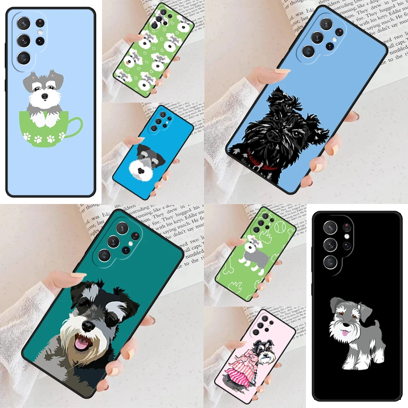 Cute Pet Dog Miniature Schnauzer Phone Case For Samsung Galaxy S24 S23 S22 S21 Ultra S10 Note 10 Pro S20 Plus FE S9 S8 Cover