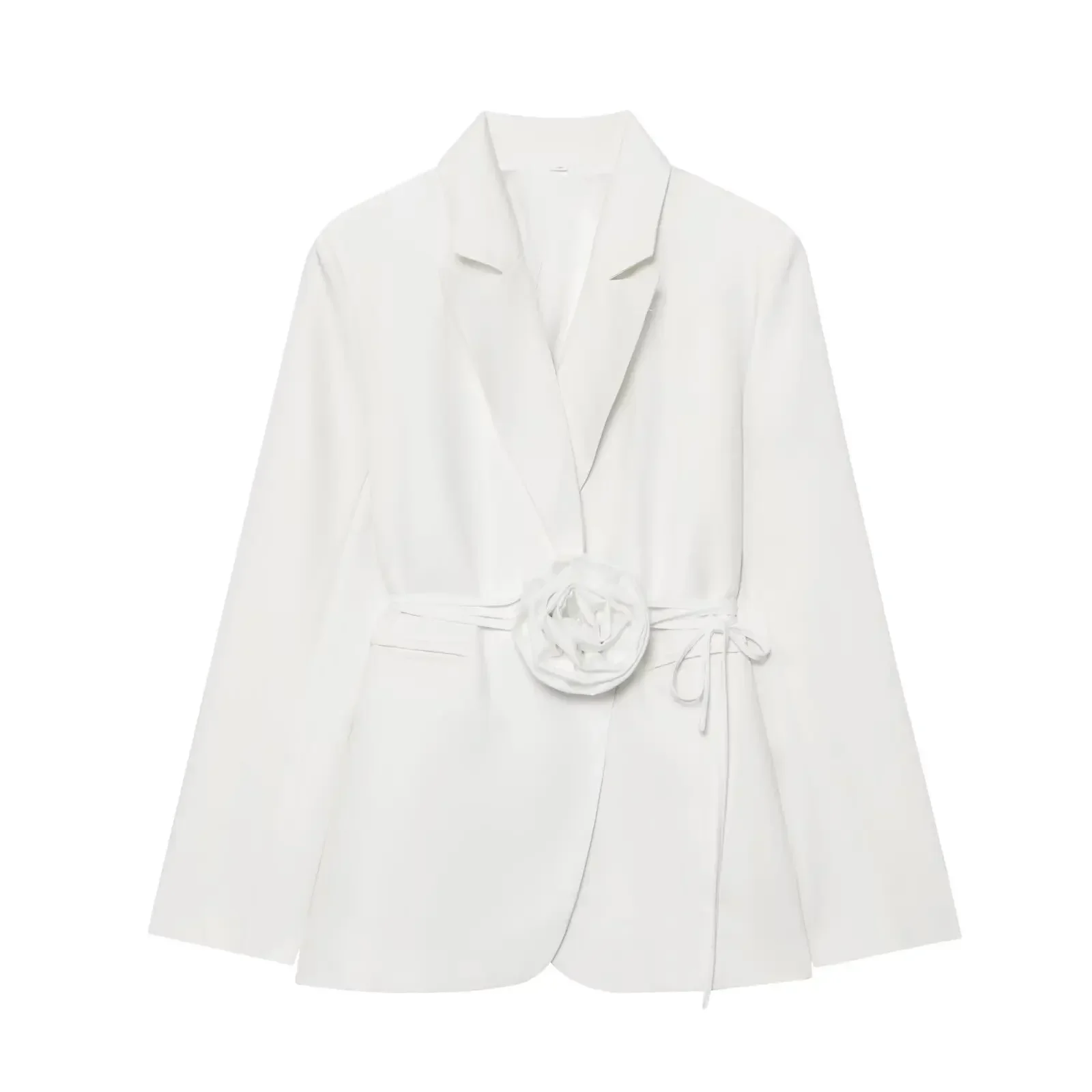 Nowa Moda Damska Kwiatowa Koronkowa Zapinana na Guziki Jednolita Kolorystycznie Marynarka z Klapami i Długimi Rękawami Elegancki Strój Biurowy dla Kobiet Casualowe Stylizacje