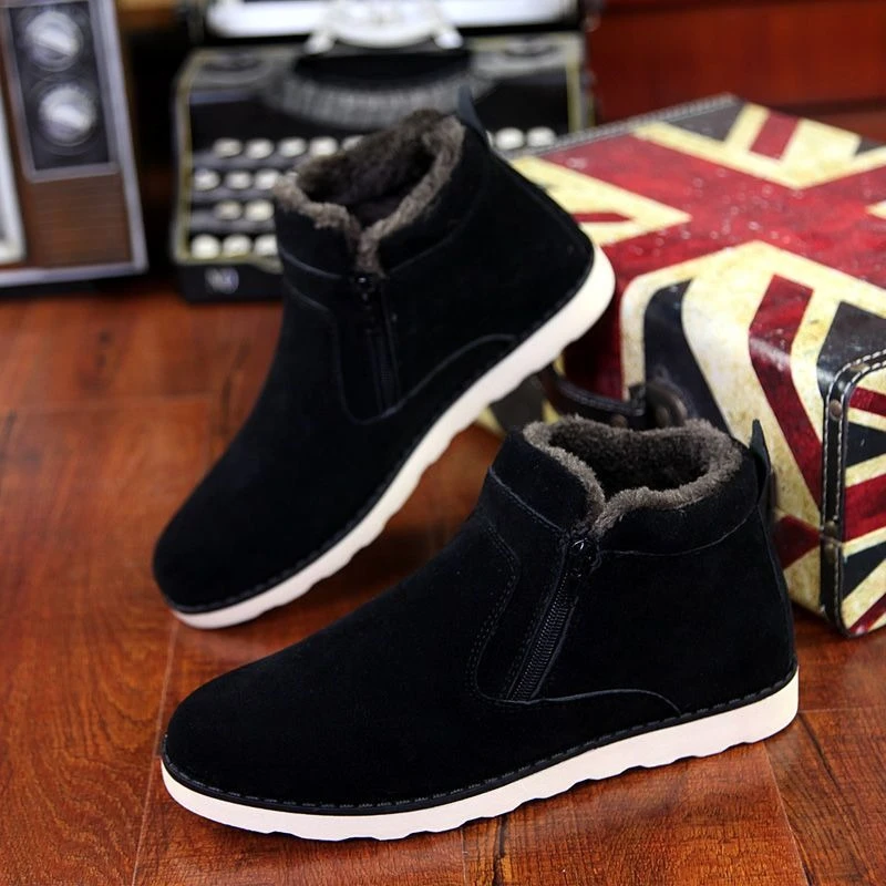 Men Winter Snow Boots Warm Plush Lined Soft Sole Elderly Comfort Shoes Dad Mom Thermal Footwear Non Slip Lightweight