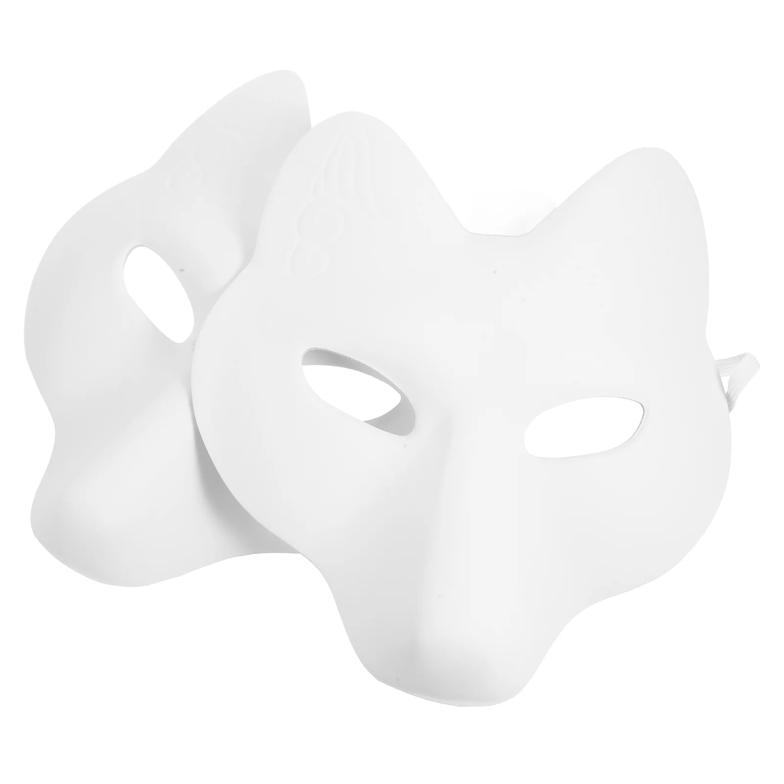 

2 Pcs DIY Fox Mask Halloween Unpainted Blank Kids Costumes Animal Party Supplies Pu Lovers Masks