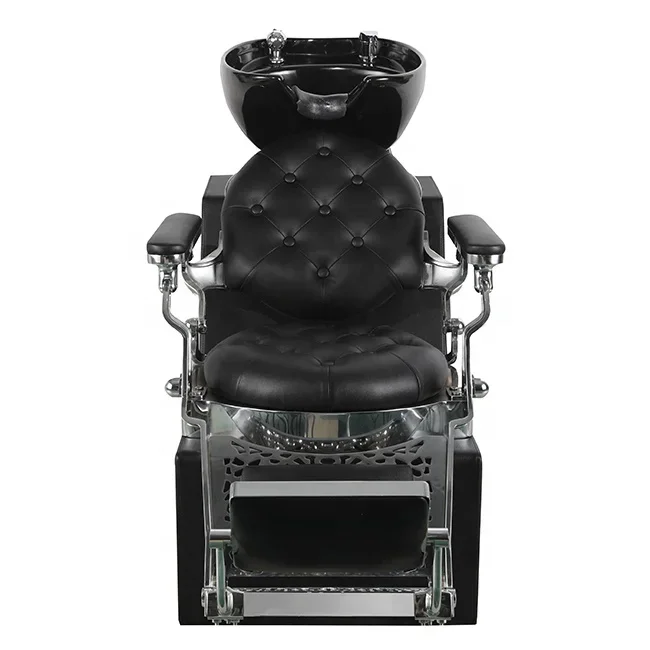 Shampoo Chair With Black Chrome Vintage Barber Chair For Popular Barbershop