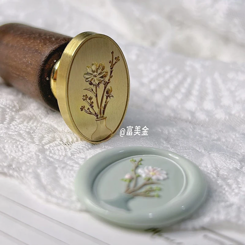 

New 3D Wax Seal Stamp flower Series Relief Embossed Seal Brass Head Sealing Wax Stamp For DIY Scrapbook Envelope crafts gifts