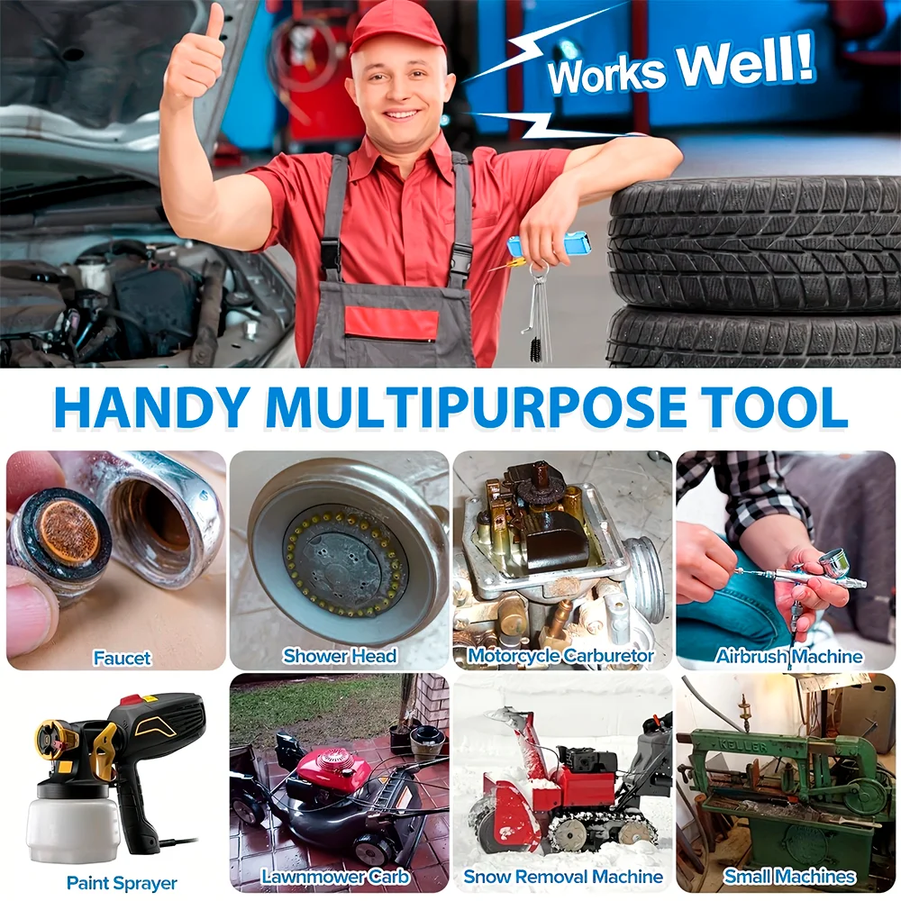 Zestaw do czyszczenia pistoletów lakierniczych 29 szt., szczotka czyszcząca ze stali nierdzewnej/igła czyszcząca/igła przelotowa/pilnik, zestaw szczotek czyszczących z nylonu do użytku domowego, narzędzia czyszczące