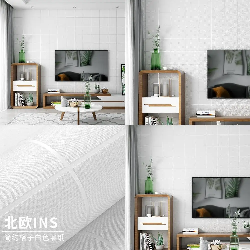 

Настенные обои в скандинавском стиле Instagram, черно-белые клетчатые геометрические узоры, популярный магазин чая с молоком, студийная одежда