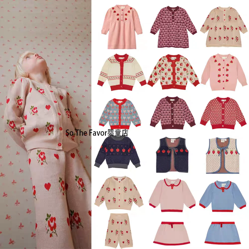 

Girls' Sweater 2025 Autumn New Printed Fashion Children's Knitted Cardigan Cotton Christmas Girls' Sweater Children's Clothing