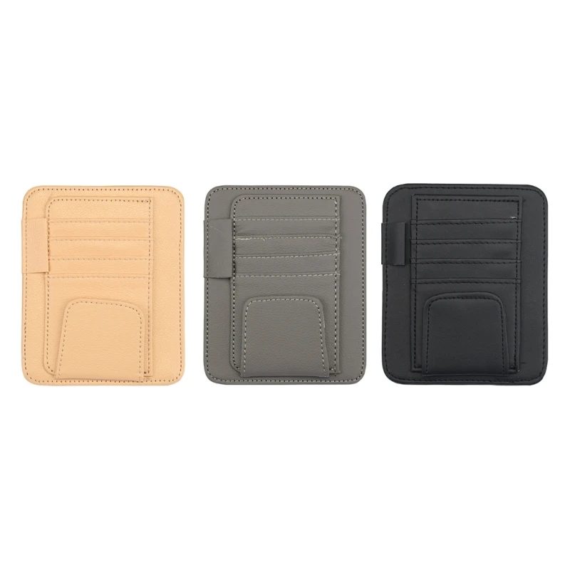 

PU Car Visors Eyeglasses Clip Pen Card Holder Organizers Space Saving for Safety Convenience Various Driving Conditions