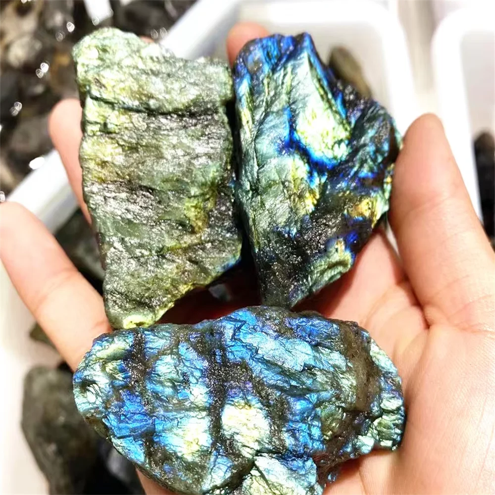 Natural Crystal Crafts Multi-shape Blue Labradorite Raw Stone/Freeform Ornament Healing Stone for Decoration