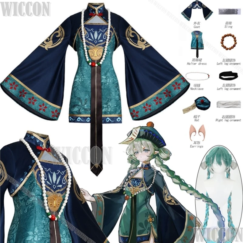 zombie-fille-mikkku-jeu-cosplay-vert-bleu-robe-lolita-double-poney-perruque-cheveux-longs-accessoire-femme-vetements-halloween-navidad-comic-con