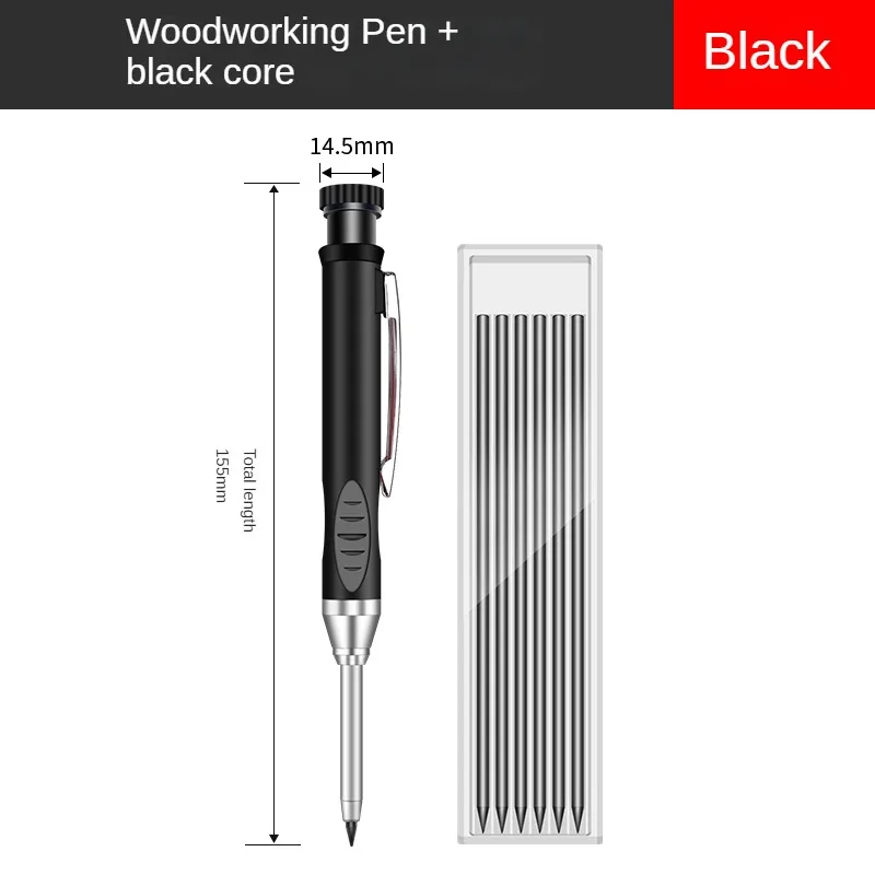 2,8 mm solide timmerman diep gat maker bouwpotloden met ingebouwde puntenslijper voor houtbewerking opstellen architect tool