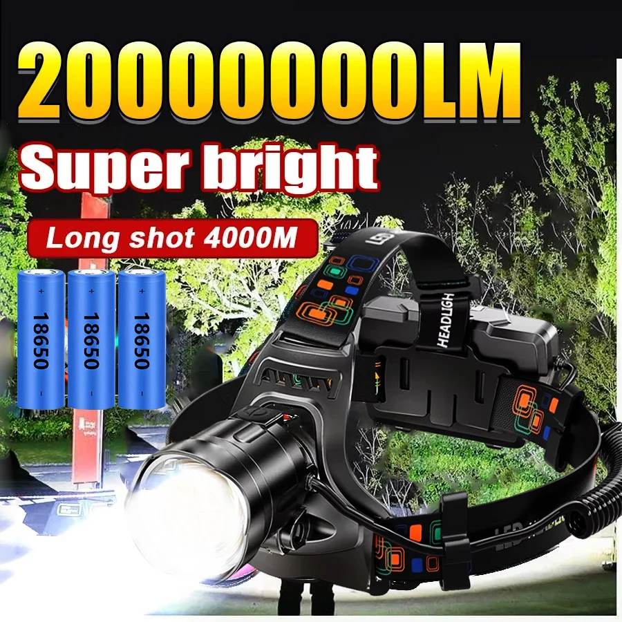 LED-Kopflampe Starkes Licht Stirnlampe Tragbare Wiederaufladbare LED-Frontleuchte Leistungsstarke Outdoor Wasserdichte Kopftaschenlampe Camping