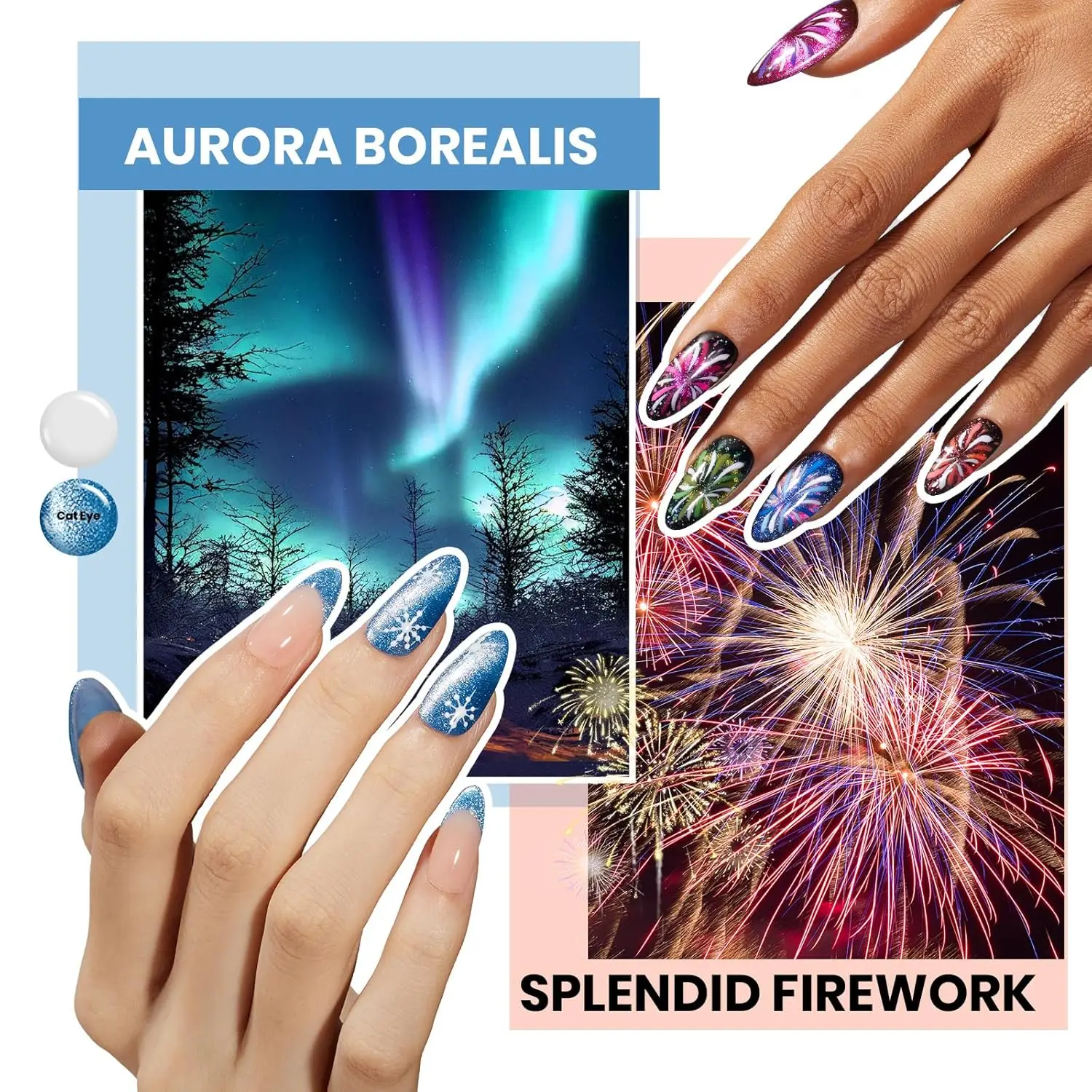 Juego de esmaltes de uñas en gel de ojo de gato de 60 colores con herramientas UV/LED, abrigos básicos y superiores para regalos de manicura casera DIY