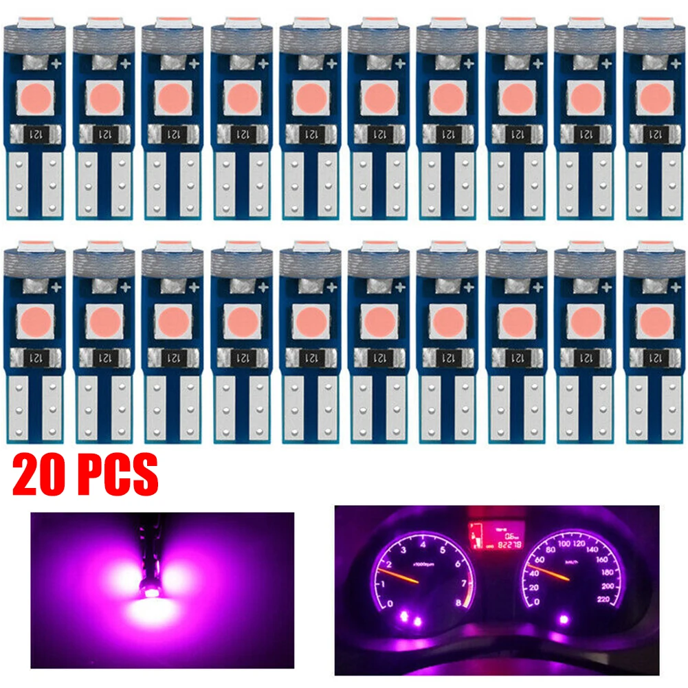 Long lasting and Bright T5 74 LED Instrument Panel Dash Dashboard Gauge Light Bulb Pink Purple Color 12V 20PCS