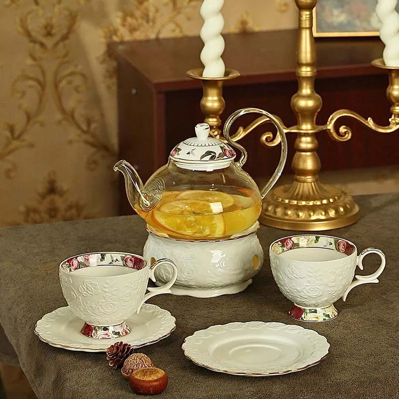 

Высококачественный керамический цветочный чайник в европейском стиле, набор трансграничных эксклюзивных лучших чайных чашек, блюдца для послеобеденного чая и свадебного подарка