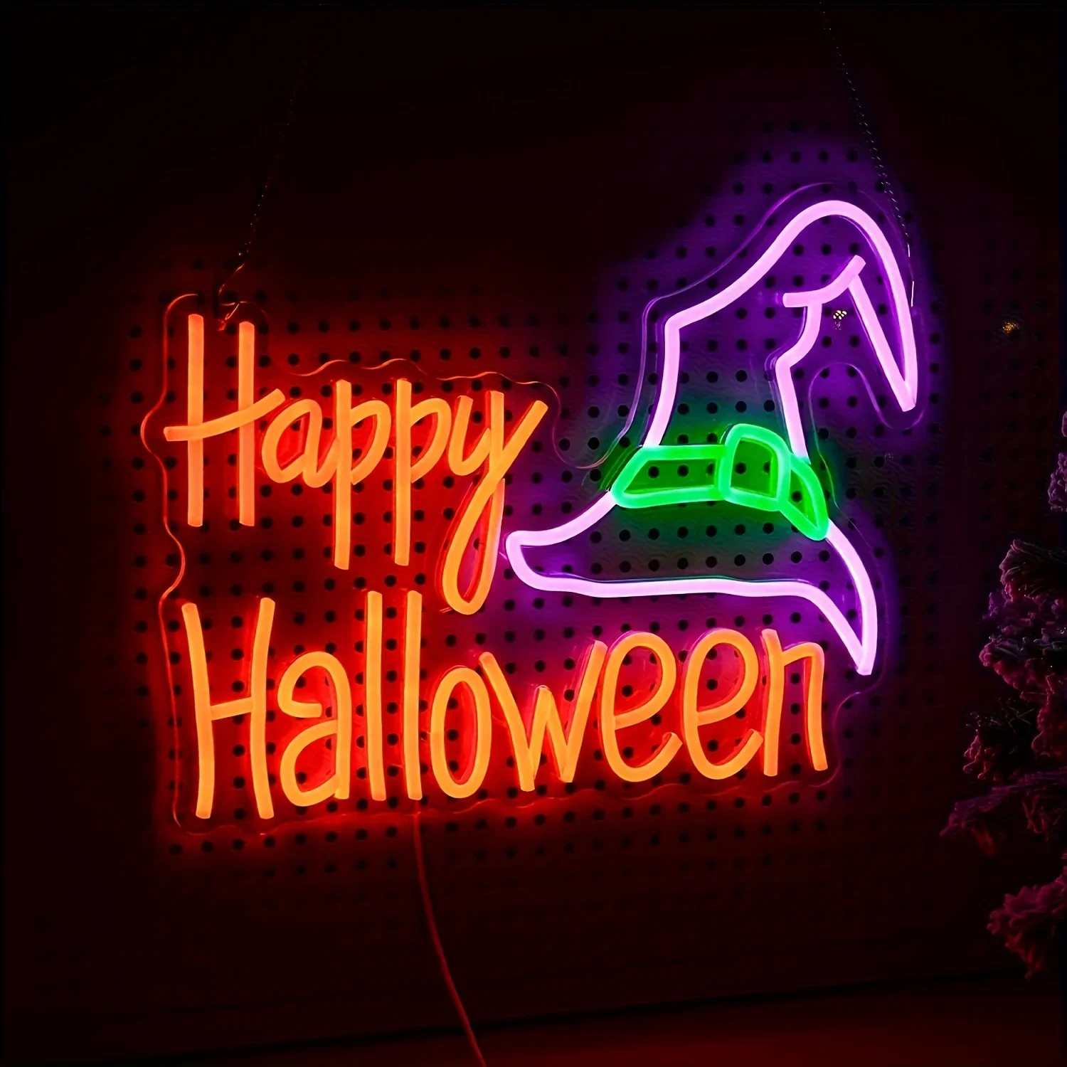 سعيد هالوين ضوء النيون تسجيل USB عكس الضوء LED النيون تسجيل لغرفة النوم غرف معيشة نادي بار رجل الكهف هدايا الحفلات جدار ديكور #6