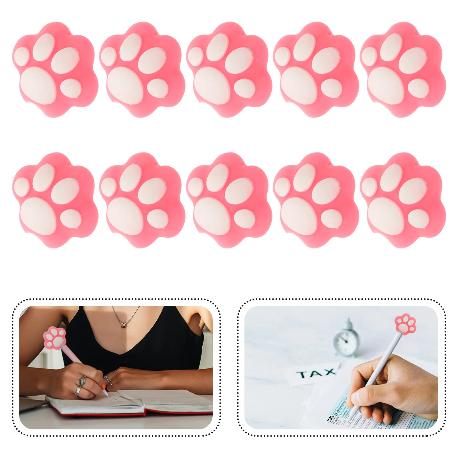 10 шт., розовые колпачки для карандашей в виде кошачьей лапы, силиконовые защитные приспособления для карандашей, предотвращающие ломкость для школьного офиса, офисных принадлежностей