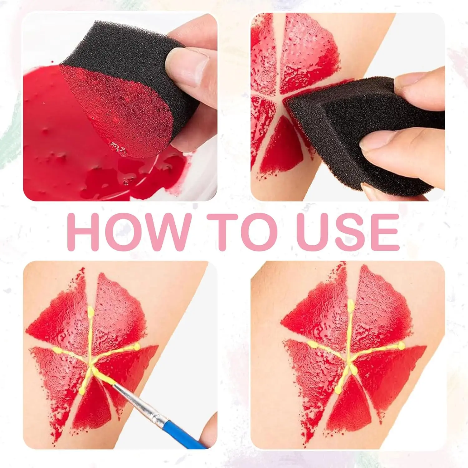 Gesichtsmalerei-Schwamm, Kunstmalerei-Schwamm, Schwarzer Make-up-Schwammblock, Halbkreisförmiger Wassertropfen-Schwamm – Detail 4