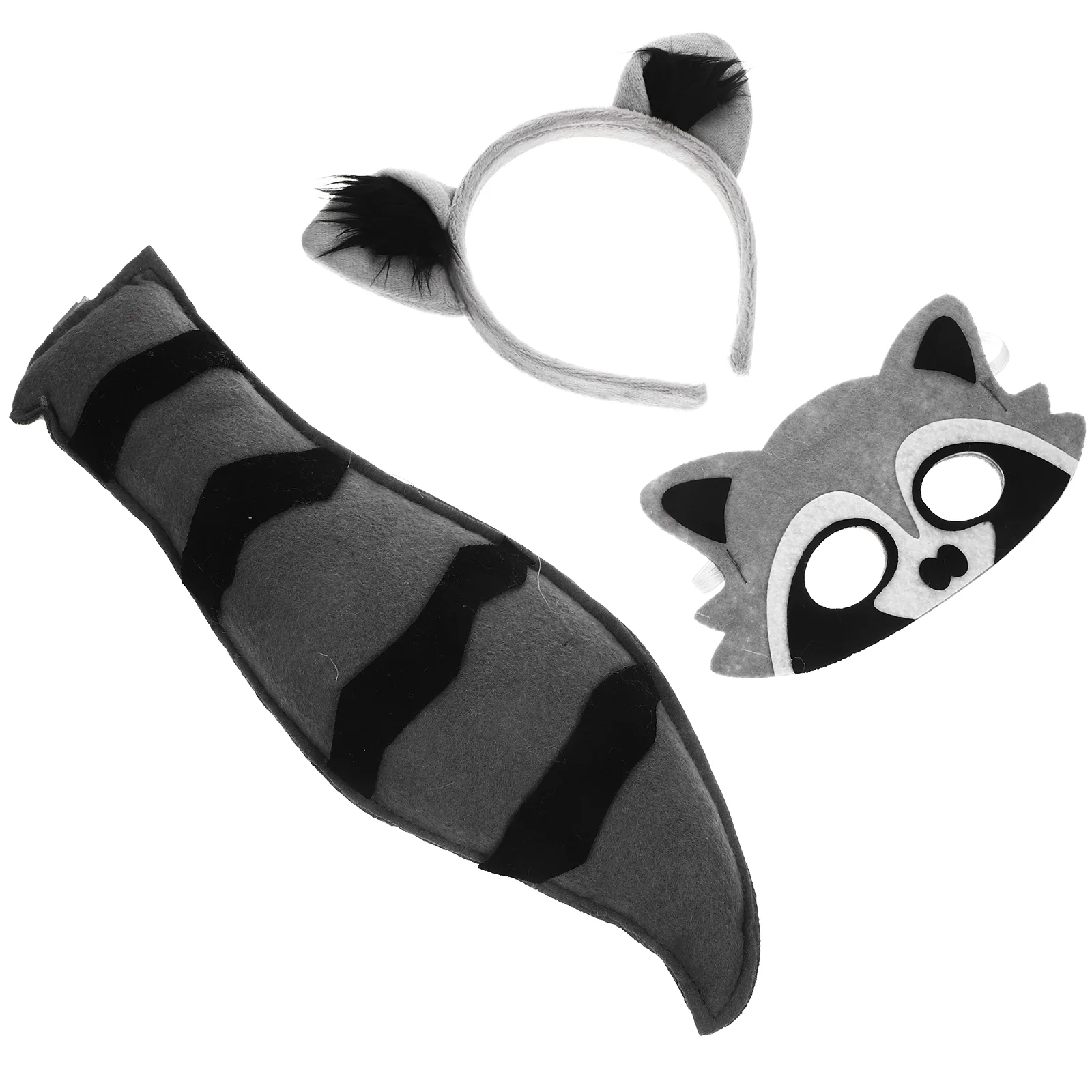 Cosplay Suit Racoon Raccoon Mask Animal Wolf Ears White Headband Tail Clothing Set