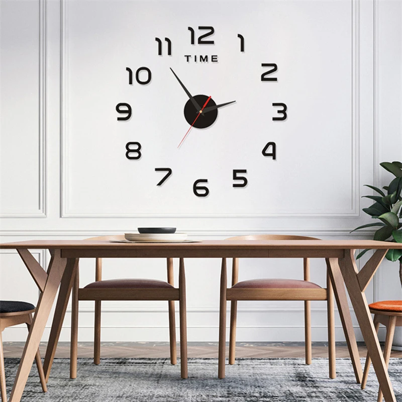 3D Wall Clock 40cm/16\'\' Frameless DIY Sticker Clock for School Hotel Wall Decoration Home Office Living Room Bedroom Decor