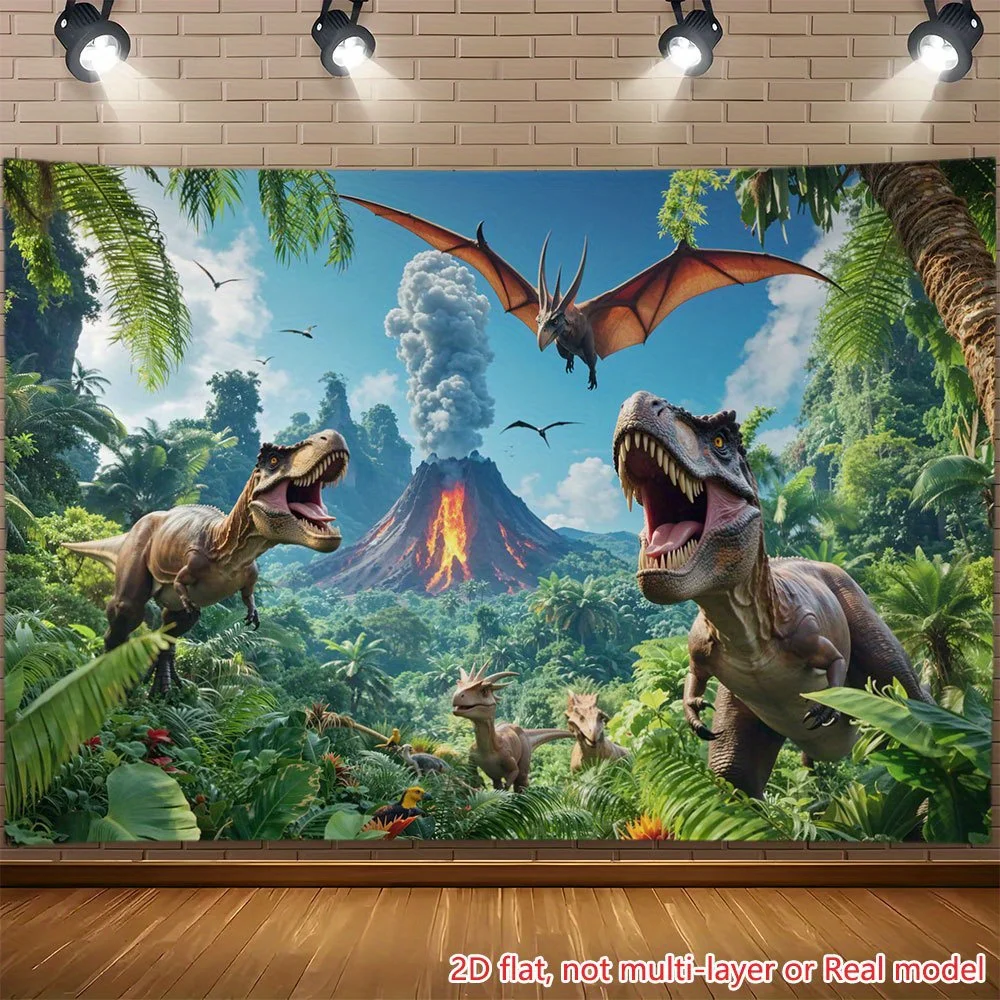 2D-Flugzeugmodell – Integriertes, hochauflösend bedrucktes Hintergrundbanner mit einem Motiv eines vulkanischen Dinosaurier-Dschungels – Detail 1