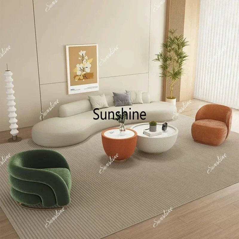 YNordic Cream Style Velvet Sofa Italian Minimalist Hotel Living Room Office Sofa Reception Area Office Furniture Transat