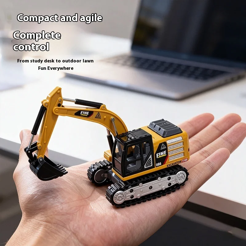 1/64 Schaal Afstandsbediening Graafmachine Speelgoed Mini Desktop Techniek Voertuig RC Decompressie Speelbal voor Jongens 2.4G Frequentie