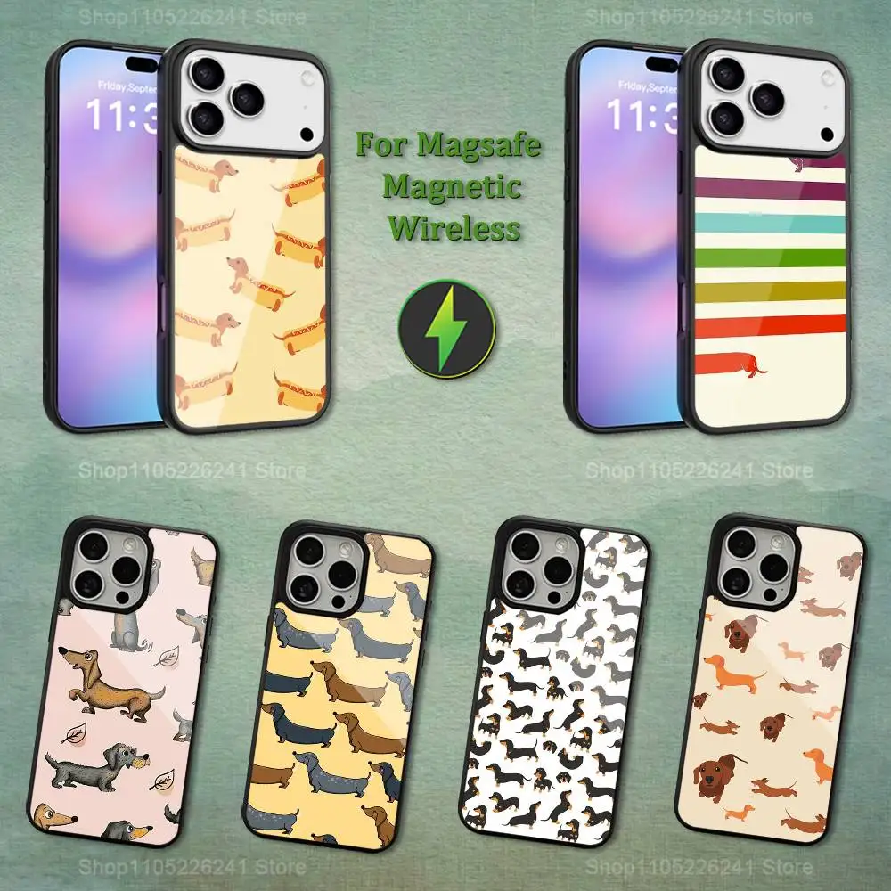 

Cartoon Dachshund Cute For iPhone 12,14,11,15,13,16,17,For Magsafe,Plus,Mini, Pro,Max,Magnetic Wireless Charging Case