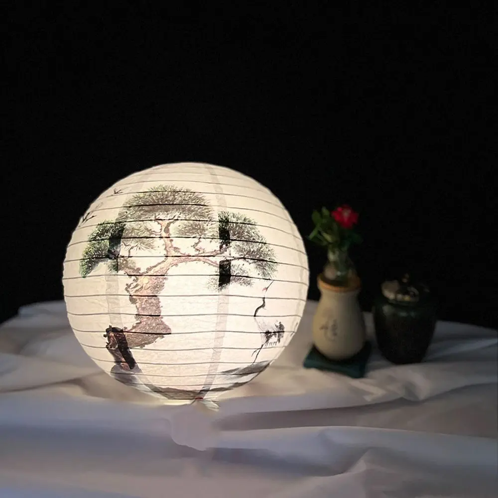 

Holiday Supplies Round Paper Lantern Lampshade Hanging Decoration Paper Lamp 30cm Antique Hanging Lantern Ball Wedding