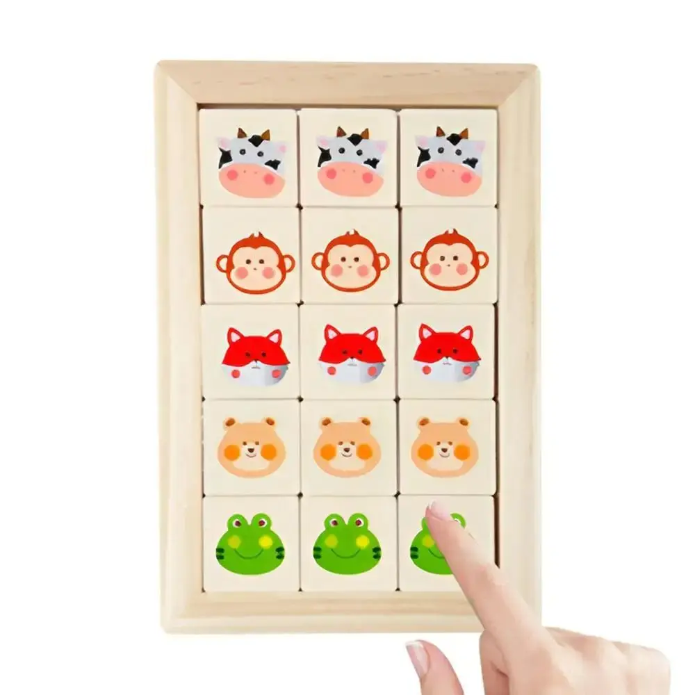Game Blocks Animal Sliding Puzzle Games IQ Game Early Educational Moving Sliding Wooden Portable Intelligence Puzzle