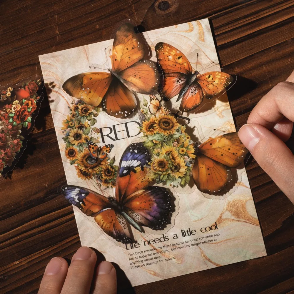 30 PCs Butterfly Flower Themed DIY Decorative Stickers Pack Decorative Stickers For Scrapbook Label Diary Album Planner