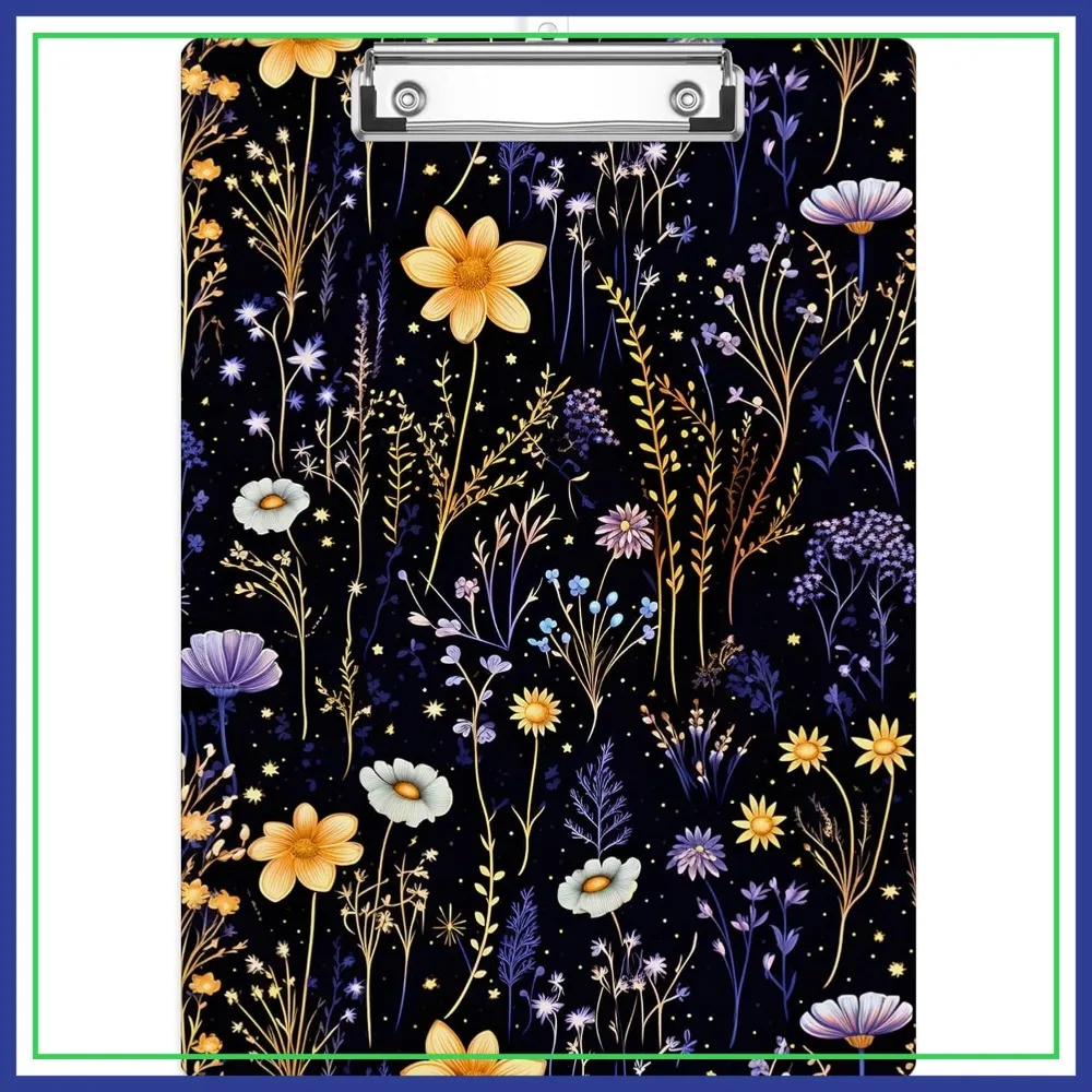 

Wild Flower Clipboard, Decorative Clip Board with Metal Clip, Cute Plastic A4 for Nurses, Students, Office (8.5" x 12.5")