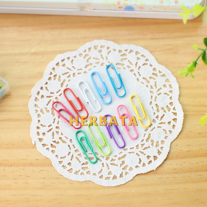 85 pcs/lot Rainbow colored paper clip Silver metal clips memo clip bookmarks stationary office accessories School supplies