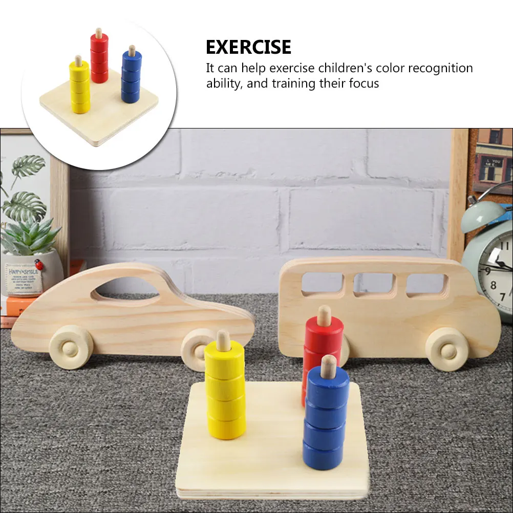 1 Set Frühe Pädagogische Baby Kognitive Farbe Erkenntnis Turm Feinmotorik Lernen Lehrmittel Zylindrischen Ring