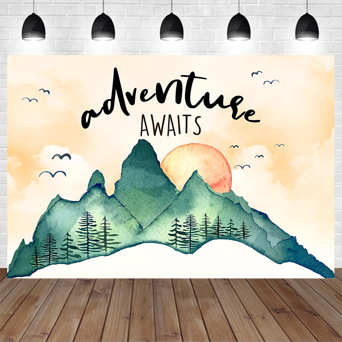 

Newborn Wonderful Forest Adventure 1st Birthday Party Photography Background Mountain Sun Bird Scenery Backdrop Baby Photobooth