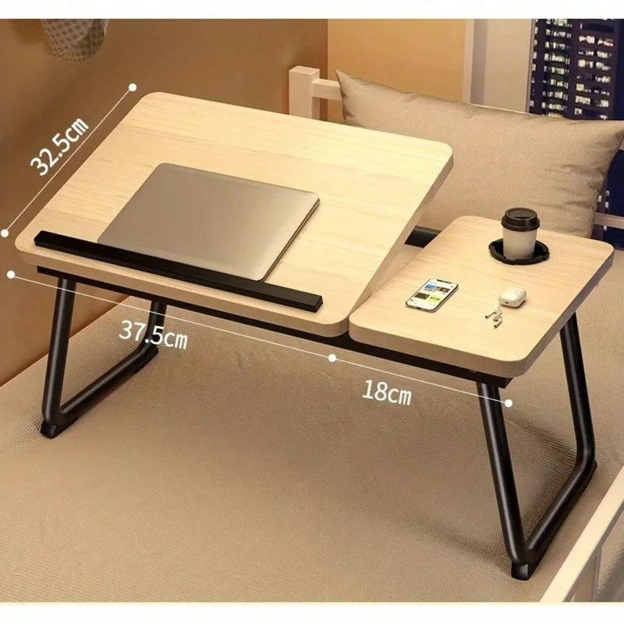 

Folding Lap Desk for Bed/Sofa - With Cup Holder, Phone Stand & Drawer, Multi-Use for Office Breakfast Movie