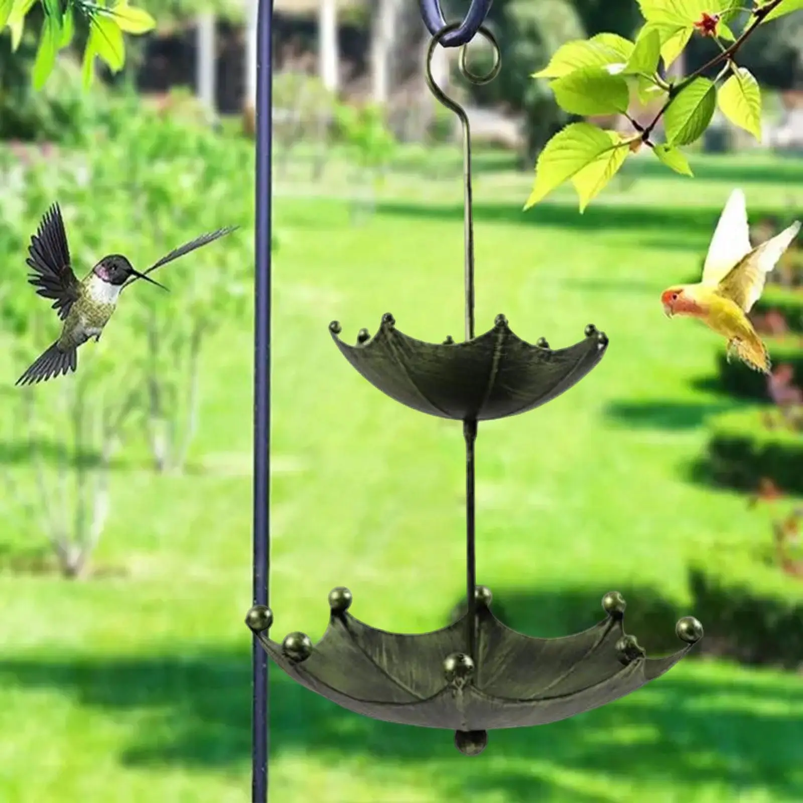 

Hanging Bird Bath Landscape Decorative Birdhouse Bird Feeder Gift for Park Wildbird Drinking Hummingbird Attracting Birds Deck