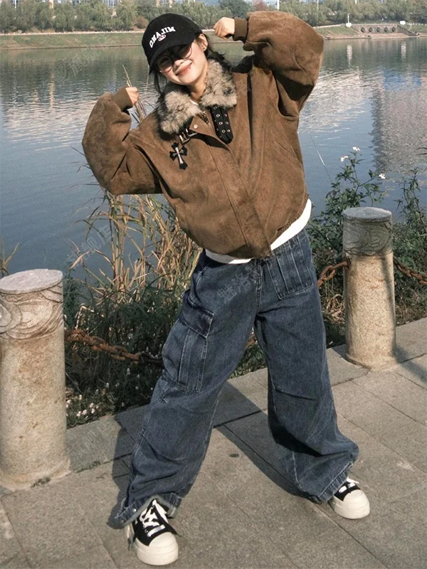 

Утепленная зимняя хлопковая куртка свободного кроя, повседневная, теплая, кофейного цвета, универсальный стиль, женская модная верхняя одежда