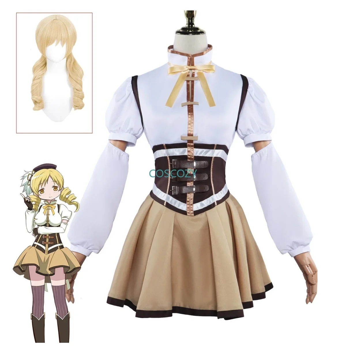 

Аниме Puella Magi Madoka Magica Косплей Костюм Одежда Парик Униформа Косплей Tomoe Mami Волшебная Девушка Хэллоуин Женское Боевое Платье