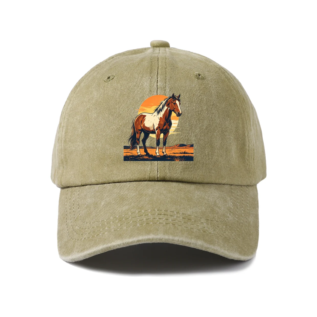 Sunset Surfer Graphic Baseball Cap, Vintage Washed Adjustable Unisex Dad Hat, Everyday Gift
