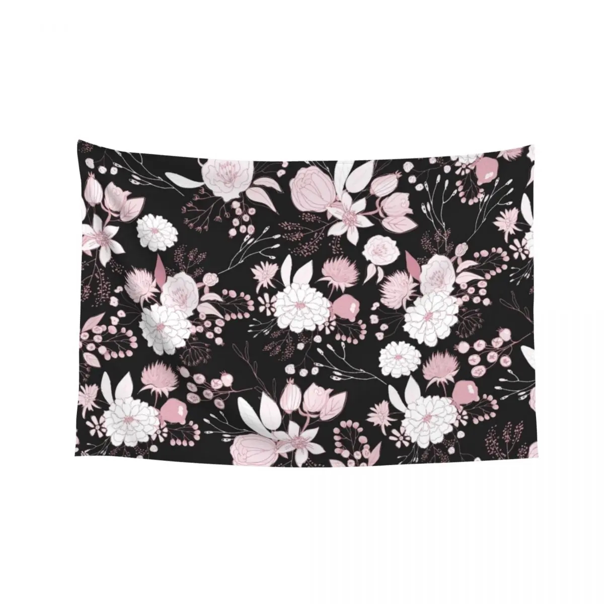 

Blush pink white black rustic abstract floral illustration Tapestry Bedroom Decor Wall Decorations Anime Decor Tapestry