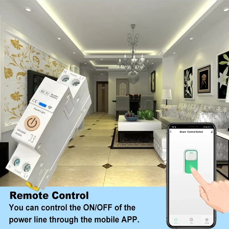 Tuya Smart Life 2.4GHz WiFi Circuit Breaker Switch 63A 1P+N with Timer Remote Control on Off Via App-A68X